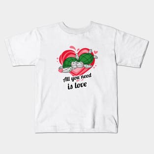 Valentines day Funny Turtles Kids T-Shirt